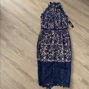 Navy Blue Lace Midi dress